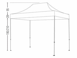 Gazebo richiudibile pieghevole 3 X 4,5 PVC Bianco impermeabile Market Plus