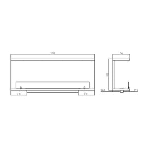 Camino a Bioetanolo da Incasso ad angolo 120x24,5x50 cm Trevi 120 Nero