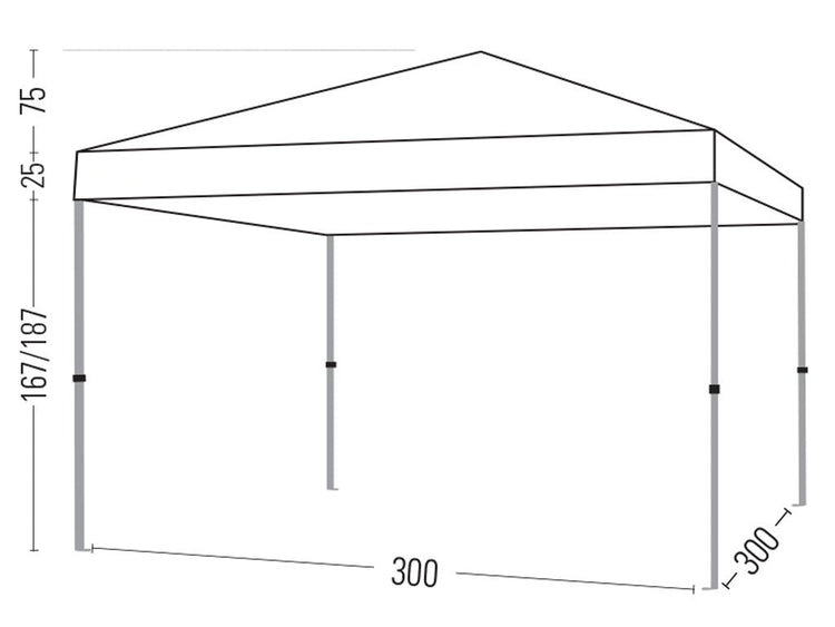 Gazebo richiudibile pieghevole 3 X 3 PVC Bianco impermeabile Easy