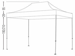 Gazebo richiudibile pieghevole in alluminio 3 X 4,5 PVC Bianco impermeabile PRO