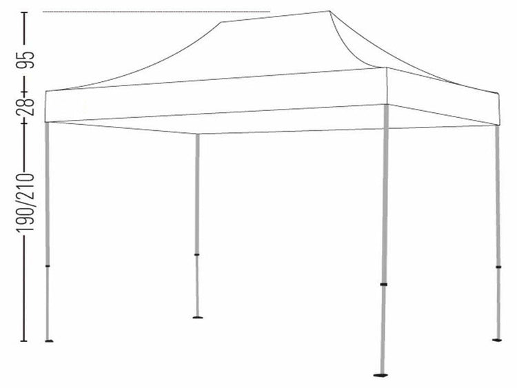 Gazebo richiudibile pieghevole in alluminio 3 X 4,5 PVC Bianco impermeabile PRO