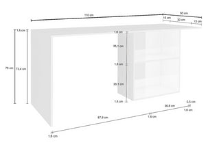 Scrivania bianco lucido, con vani contenitore, made in Italy, ZTC78829408