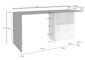 Scrivania bianco lucido e ardesia, con vani contenitore, made in Italy ZTC66841810 
