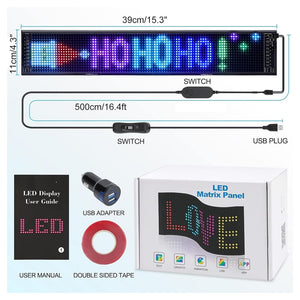 Trade Shop - Insegna A Led Programmabile Controllo App Bluetooth A Scorrimento Usb Pieghevole Auto         