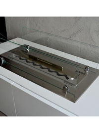 INSERT - Bruciatore/Inserto a bioetanolo da incasso con 2 vetri Cm 60 -Bruciatore Onda 50cm / Capienza 1L