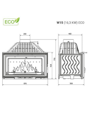 Inserto Stufa A Legna -  W15 (16,3 KW) ECO