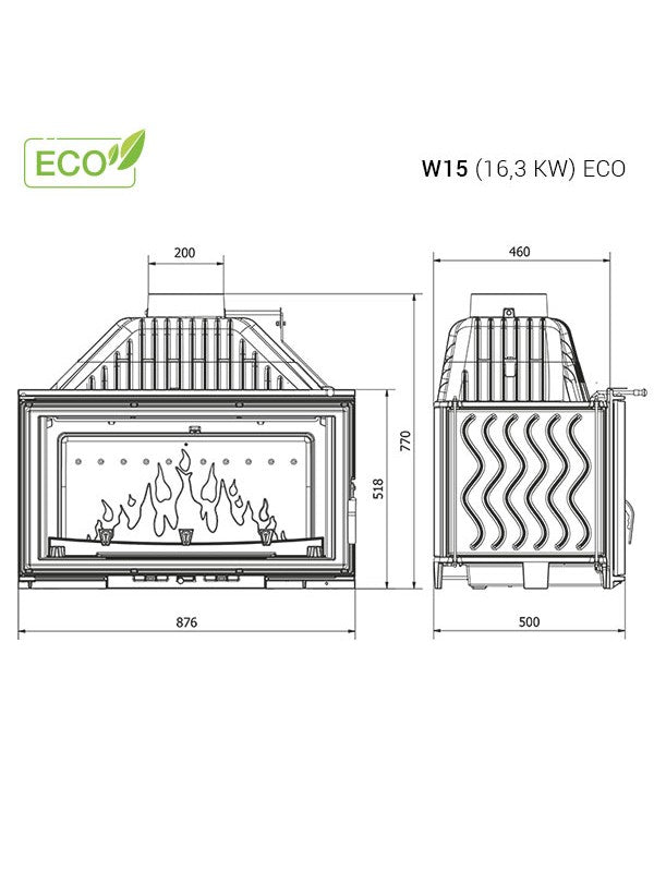 Inserto Stufa A Legna -  W15 (16,3 KW) ECO