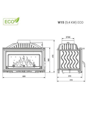 Inserto Stufa A Legna -  W15 (9,4 KW) ECO