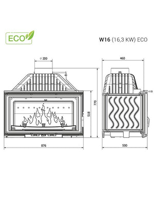 Inserto Stufa A Legna -  W16 (16,3 KW) ECO