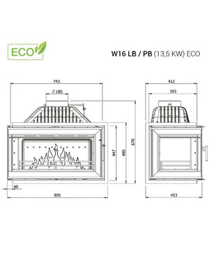 Inserto Stufa A Legna -  W16 (13,5 KW) ECO