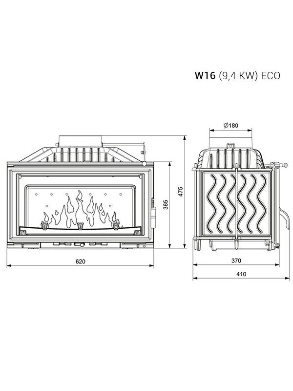 Inserto Stufa A Legna - W16 (9,4 KW) ECO