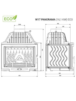 Inserto Stufa A Legna - W17-16,1 KW PANORAMA