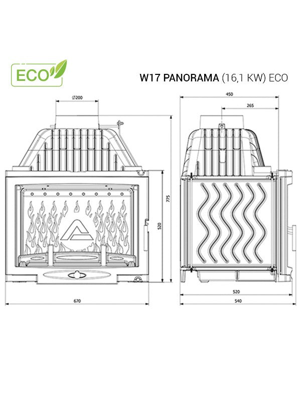 Inserto Stufa A Legna - W17-16,1 KW PANORAMA