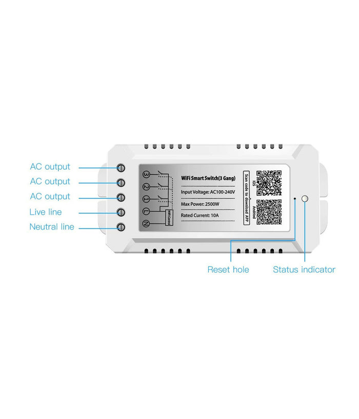 Interruttore 3ch Rf 433 Mhz Wifi Smart Switch 3 Modalità  Di Lavoro Gang Domotica         