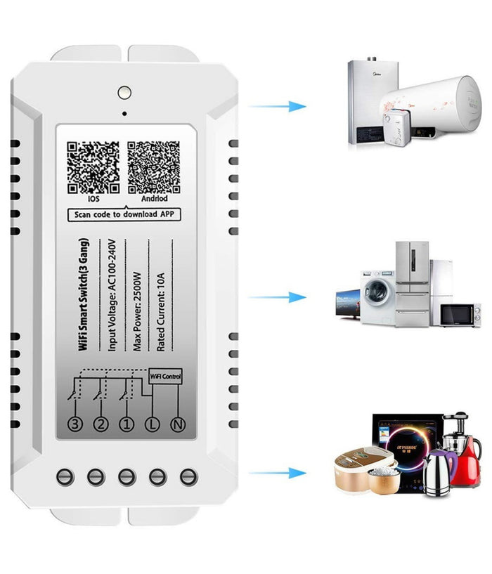 Interruttore 3ch Rf 433 Mhz Wifi Smart Switch 3 Modalità  Di Lavoro Gang Domotica         