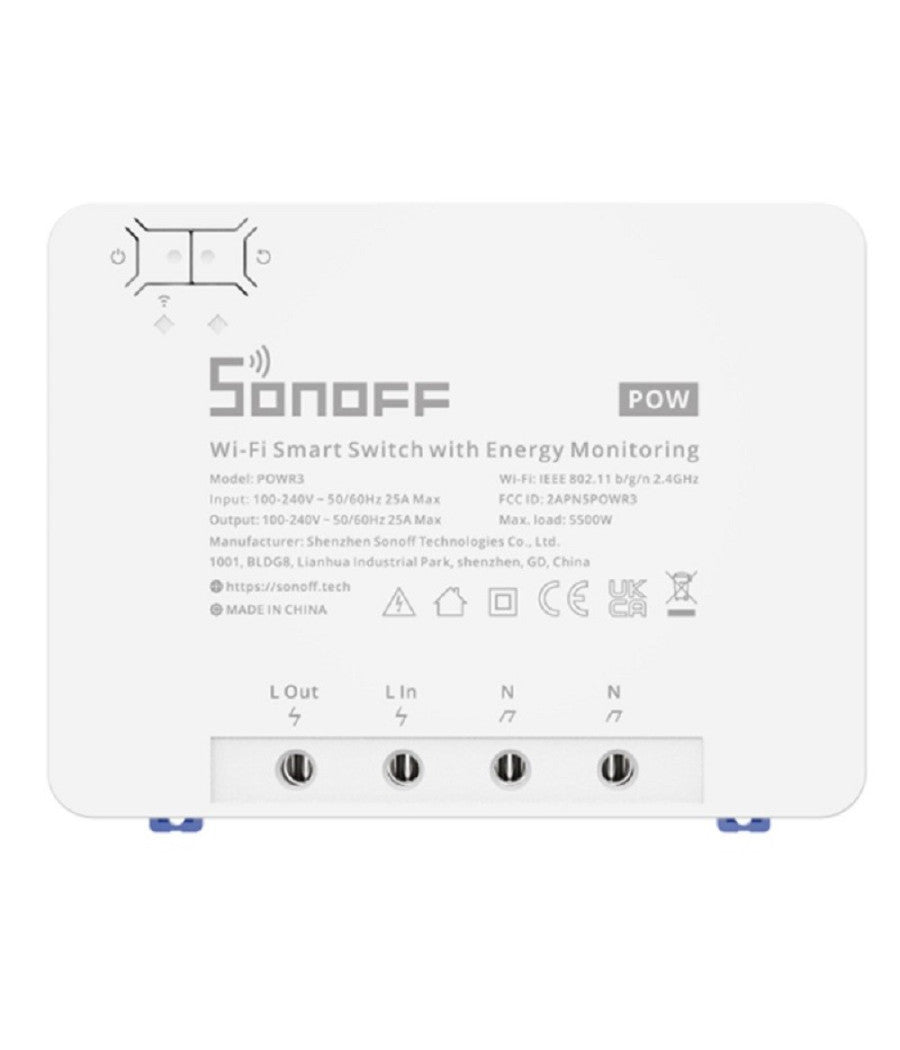 Interruttore Contatore Wifi Smart Con Monitoraggio Energetico Alexa Sonoff Powr3         