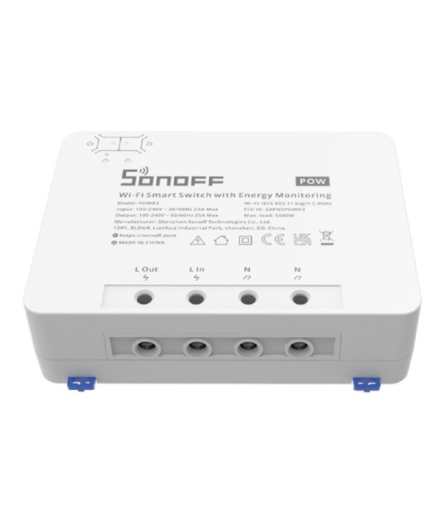 Interruttore Contatore Wifi Smart Con Monitoraggio Energetico Alexa Sonoff Powr3         