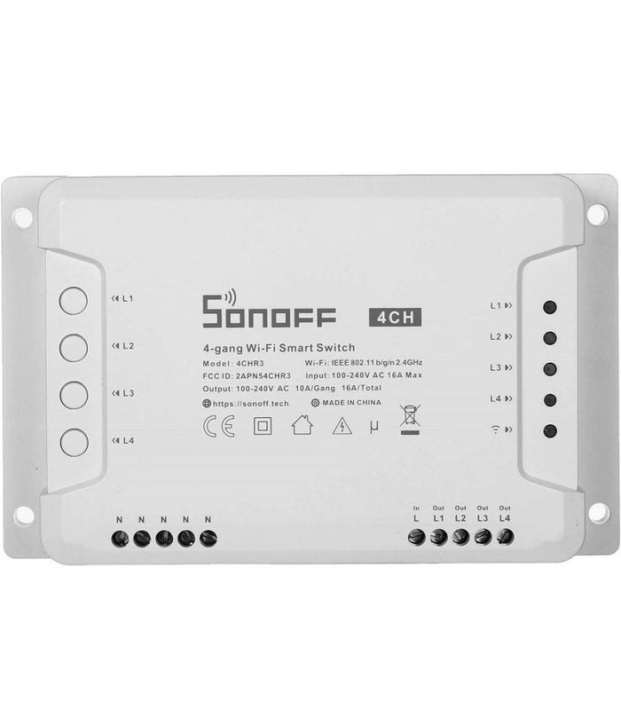 Interruttore Intelligente Sonoff 4chr3 Wi-fi Smart Switch A 4 Canali Alexa Google         