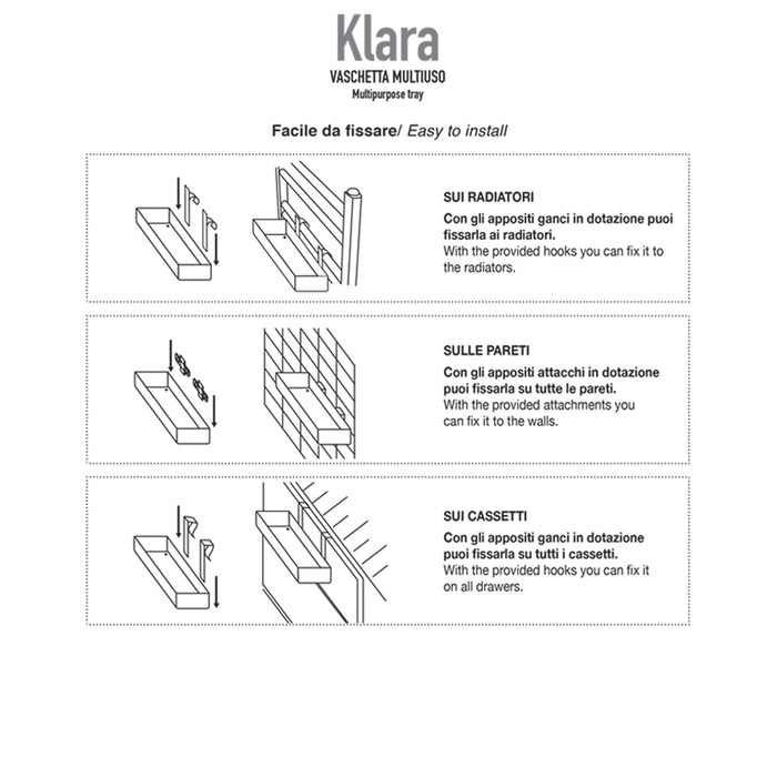 Pika' vaschetta multiuso con accessori per radiatore muro e cassetti modello klara