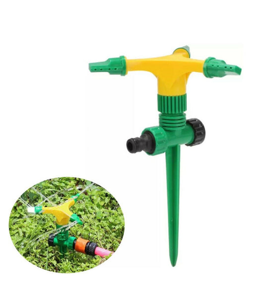 Irrigatore Giardino Spruzzatore Prato Picchetto Puntale 3 Braccia 360° Annaffia         