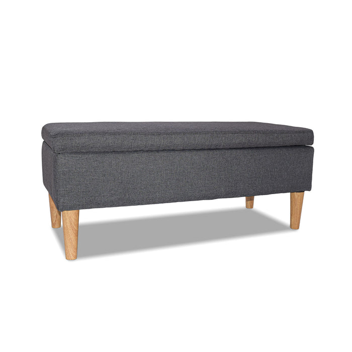 ISTANBUL - Cassapanca ottomana con contenitore da 42L. Panca fondoletto pouf in tessuto con seduta imbottita e piedi in legno di pino colore Space Grey