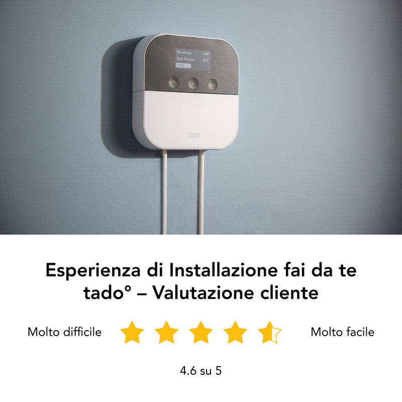 Tado ottimizzatore per poma di calore X, controllo tramite app, Assistenti vocali Google e Alexa, statistiche consumi 