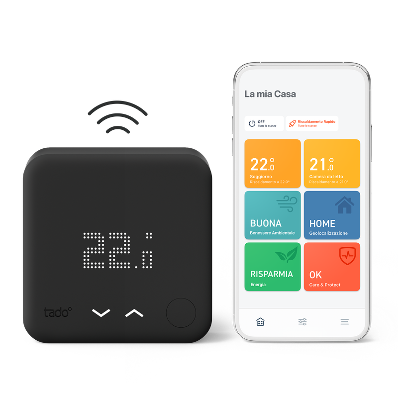  TADO° termostato kit di base V3+ Termostato Intelligente Wireless Compatibile con Alexa e Google Assistant Nero 