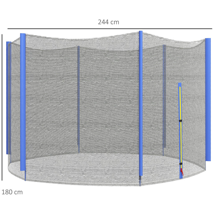 Rete di Protezione per Trampolini a 6 Pali con Ingresso con Cerniera Ø244x180 cm in PE Nero e Blu