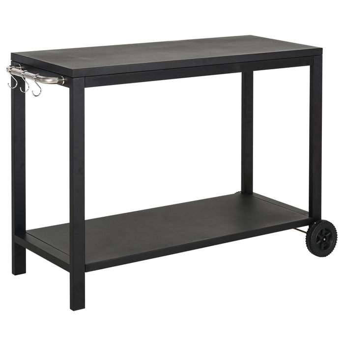 Carrello da Cucina 2 Livelli 128x46,5x86,5 cm in Metallo Nero