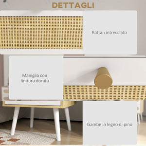 Set 2 Comodini 2 Cassetti 40x40x55 cm in Truciolato e MDF Rovere e Bianco