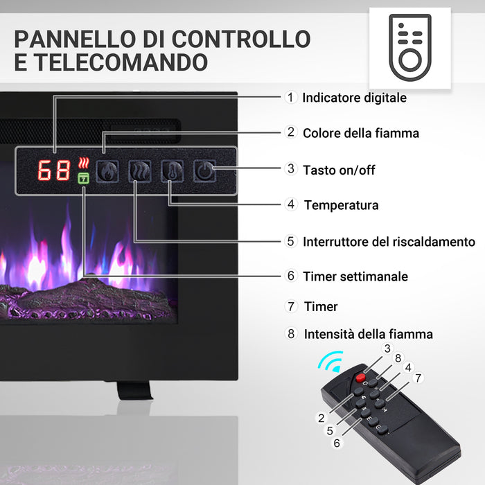 Camino elettrico Leif 50"| Caminetto elettrico 3 in 1 autoportante, a parete o a incasso