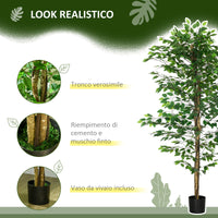 Pianta Artificiale di Ficus con Vaso per Interni ed Esterni 180 cm Verde