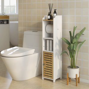 Mobiletto Bagno con Ripiani 1 Anta 18x20x90 cm in Truciolato Bianco