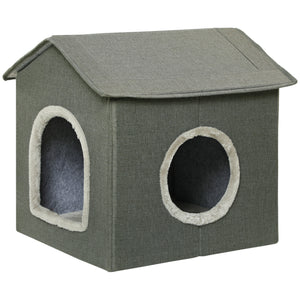 Casetta per Gatti 39x43,5x40,5 cm  2 Entrate con Cuscini Verde