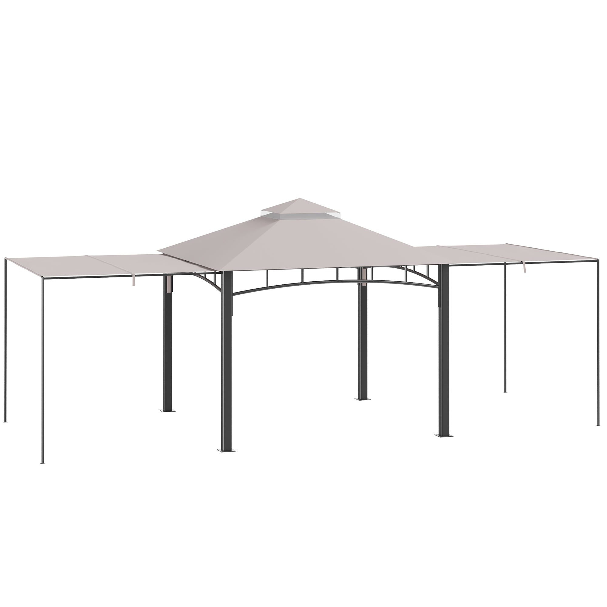 Gazebo da Giardino 3x3m con Tenda Parasole Laterale Cachi