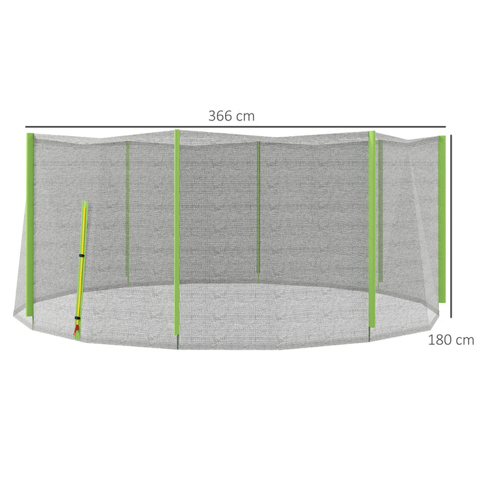 Rete di Protezione per Trampolini a 6 Pali con Ingresso con Cerniera Ø366x180 cm in PE Nero e Verde