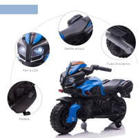 Moto Elettrica per Bambini 6V con Fari e Clacson Blu