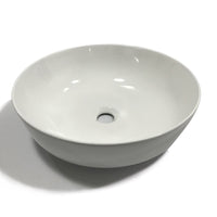 Lavabo da appoggio ceramica bianco tondo lavandino lavello arredo 41,5x41,5x13,5 cm *** finitura- lucido, confezione 1