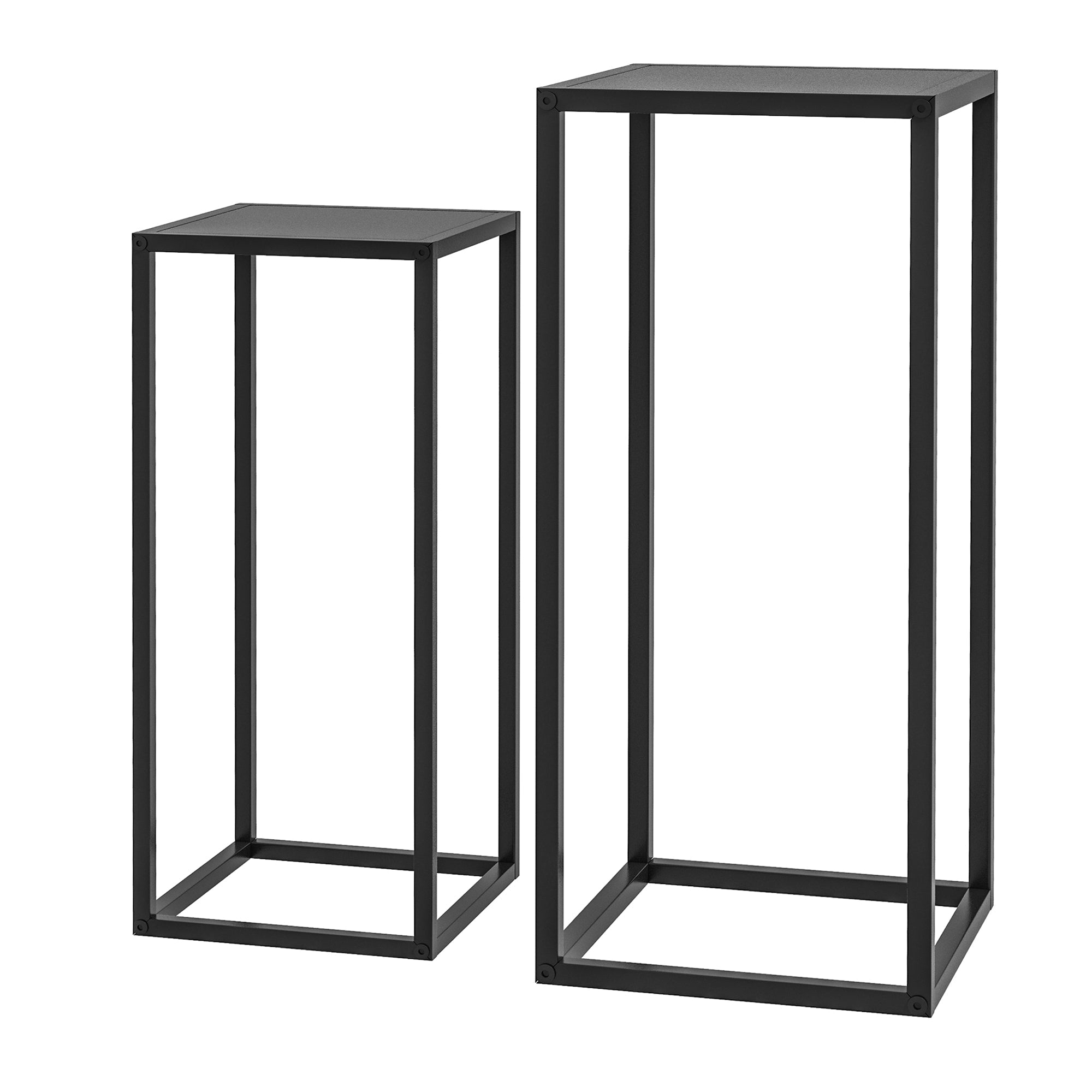 Set 2 Portapiante 25x25x58,5 cm e 31x31x65 cm in Acciaio Nero