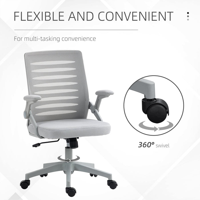 Sedia da Ufficio Ergonomica con Altezza Regolabile e Braccioli Sollevabili   Grigio