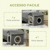 Casetta per Gatti 39x43,5x40,5 cm  2 Entrate con Cuscini Verde