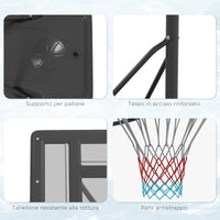 Canestro da Basket Esterno Altezza Allungabile 195-370 cm in Acciaio e Plastica Nero