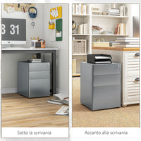 Cassettiera da Ufficio 3 Cassetti con Serratura e Ruote 39x48x59 cm in Acciaio Grigio