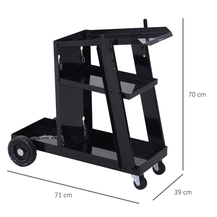 DURHAND CARRELLO SALDATURA TRASPORTO SALDATRICE 3 RIPIANI PORTA BOMBOLA ATTREZZI B20-070BK