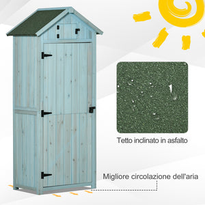 Casetta Box da Giardino Porta Attrezzi 77x54,2x179 cm 3 Ripiani  in Legno Blu