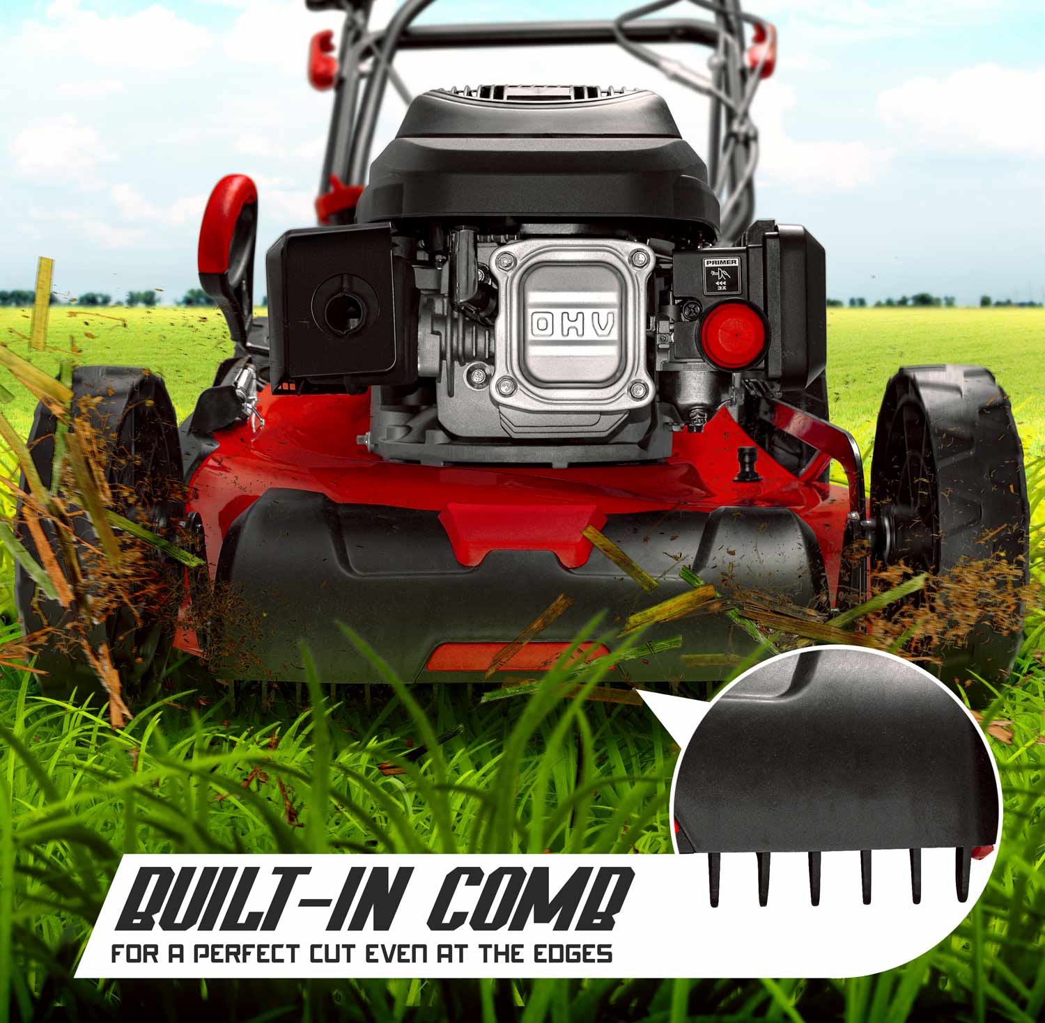 Tagliaerba semovente 200cc 5cv OHV 4 Tempi con e-start mulching 4in1 520mm ampiezza di taglio