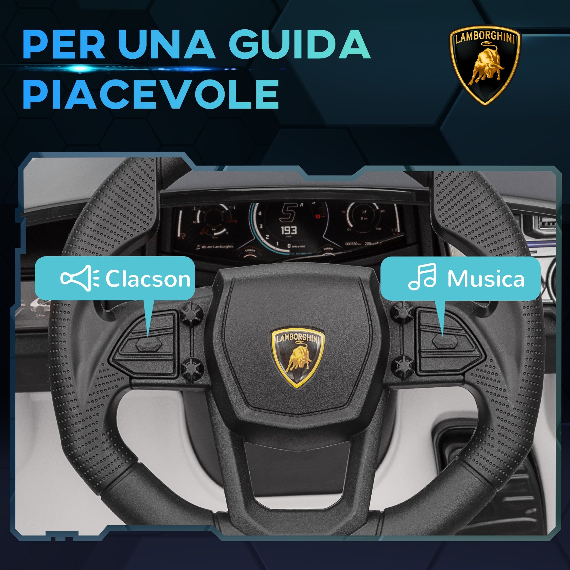 Macchina Elettrica per Bambini Licenza Lamborghini Revuelto 12V Guida Manuale e Telecomando Bianco