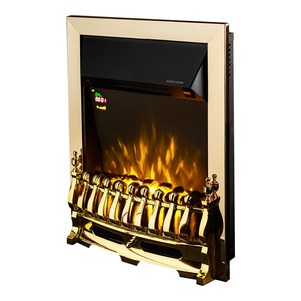 Camino Elettrico da Incasso 59,5x48,5x12 cm Effetto Fiamma 2000W Galileo gold