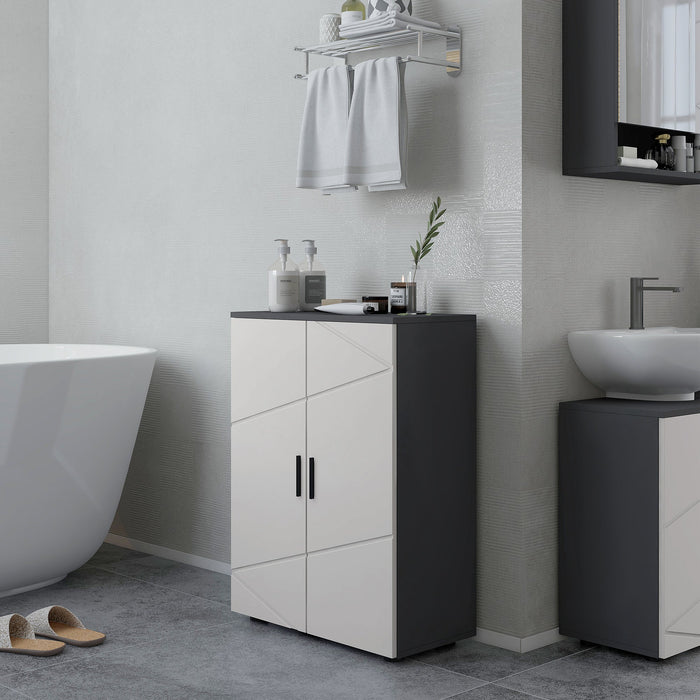 Mobiletto Bagno 2 Ante 3 Ripiani 60x30x82 cm in Legno Grigio