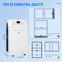 Condizionatore Portatile con Timer 44,3x34x81,5 cm 3 Modalità e 3 Velocità in Plastica ABS Bianco